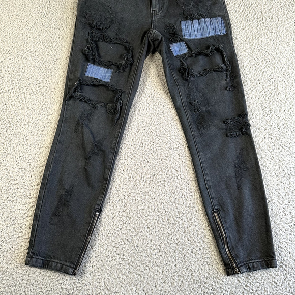 One Teaspoon Jeans Woman's 26 Black Low‎ Waist Skinny Leg Distressing - Picture 3 of 13